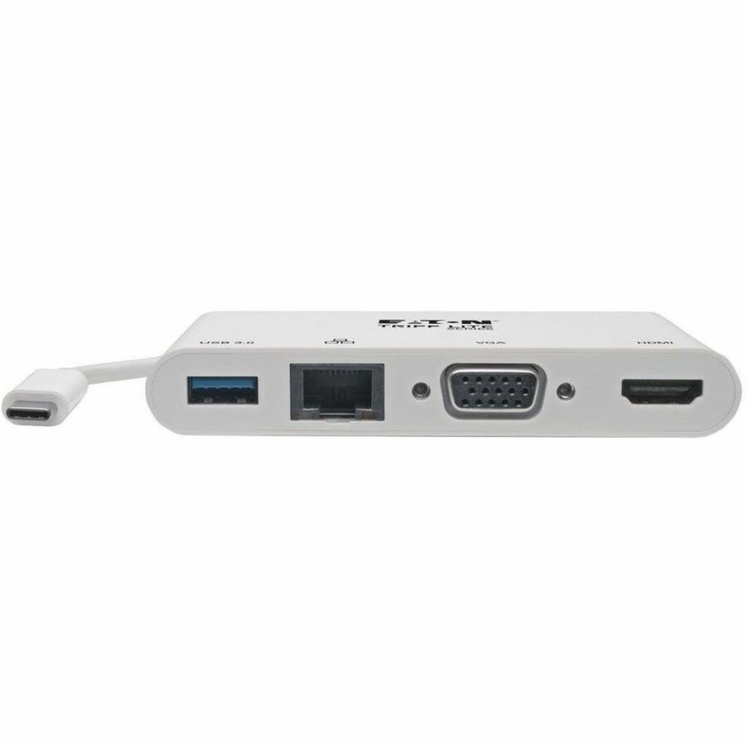 Tripp Lite USB C Docking Station Adapter 4K w/ HDMI, VGA, Gigabit Ethernet, USB-A Hub White, Thunderbolt 3 Compatible -  - U44406NHV4GU - Image 4