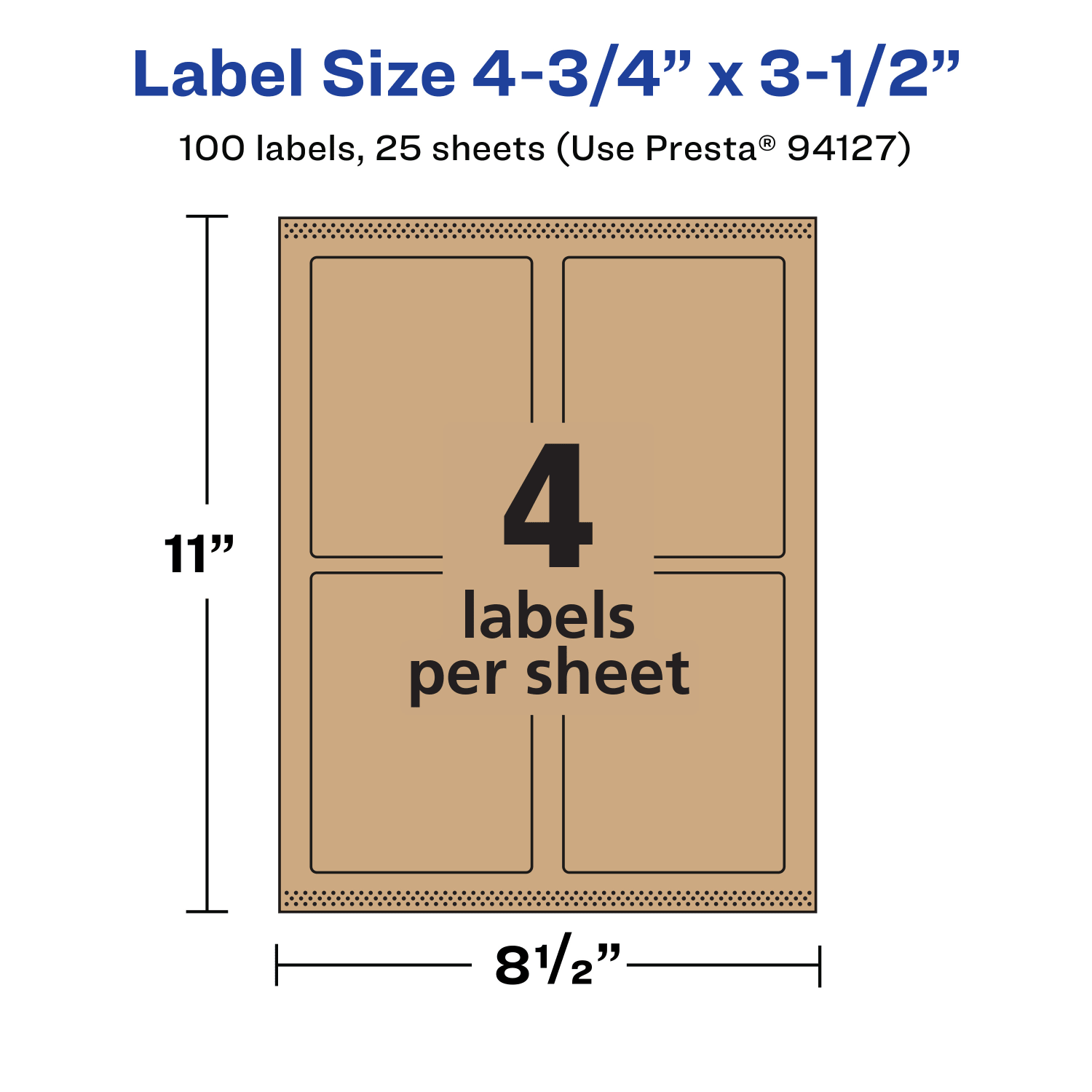 Avery Kraft Permanent Labels With Sure Feed, 94127-KMP25, Rectangle, 4-3/4in x 3-1/2in, Brown, Pack Of 100 - Image 6