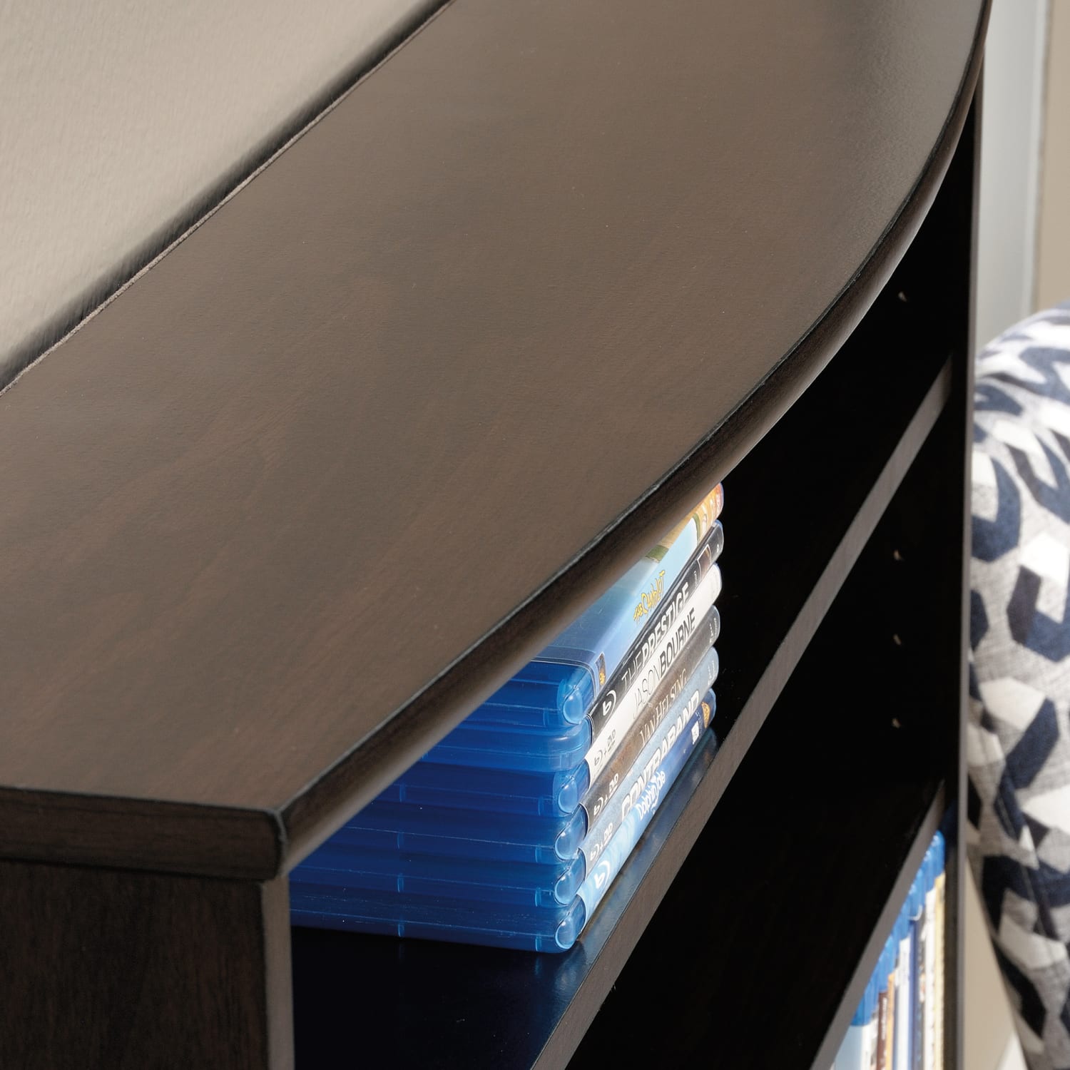 Sauder Select Multimedia 7-Shelf Storage Tower, 45-3/8inH x 32-1/2inW x 9-3/4inD, Cinnamon Cherry - Image 6