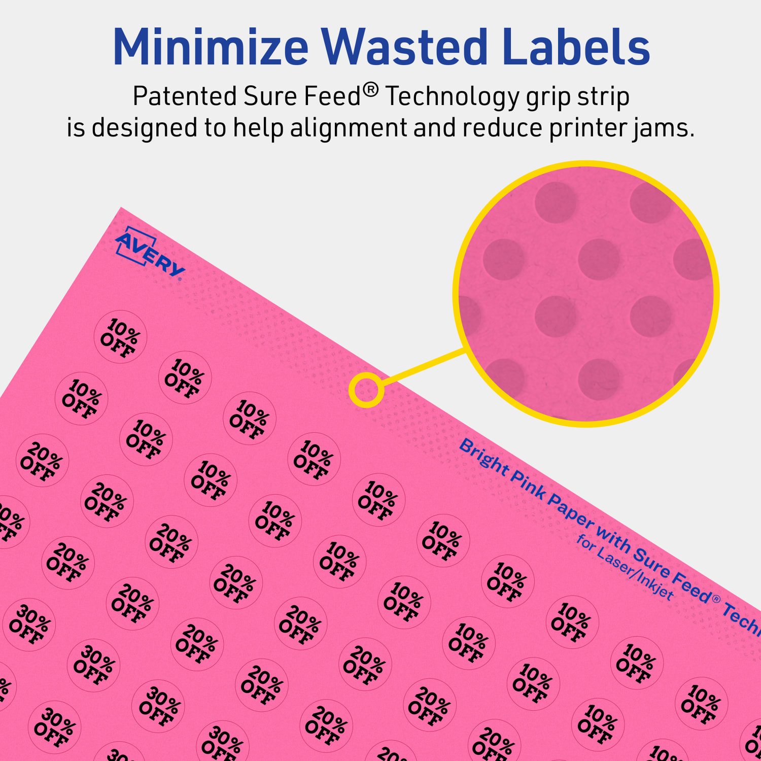 Avery Print-To-The-Edge Labels With Sure Feed Technology And Easy Peel Label Feature, 94503-BPP80, Round, 1/2in, Matte Bright Pink, Pack of 12320 - Image 5