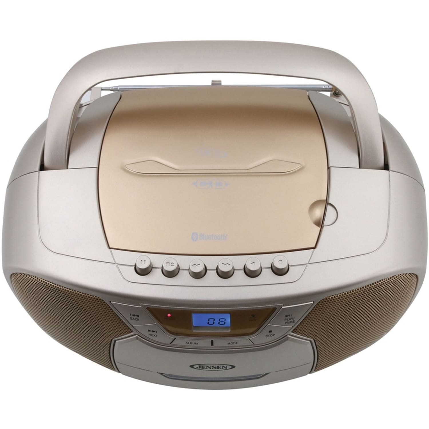 JENSEN CD-590-C Radio/CD Player/Cassette Recorder Boombox - 1 x Disc Integrated Stereo Speaker - Gold, Champagne Gold LCD - CD-DA, MP3 - Auxiliary Input - Image 5