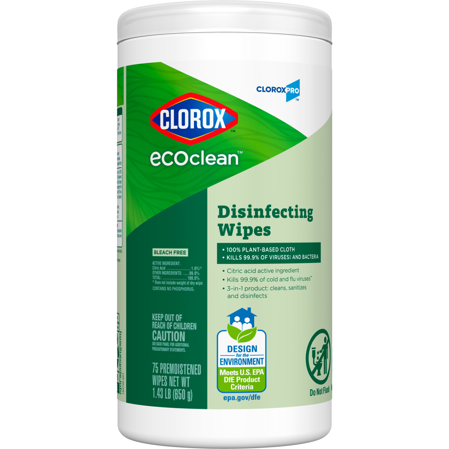 CloroxPro Clorox EcoClean Disinfecting Wipes, 75 Count, Pack of 3 (60787) - Image 3