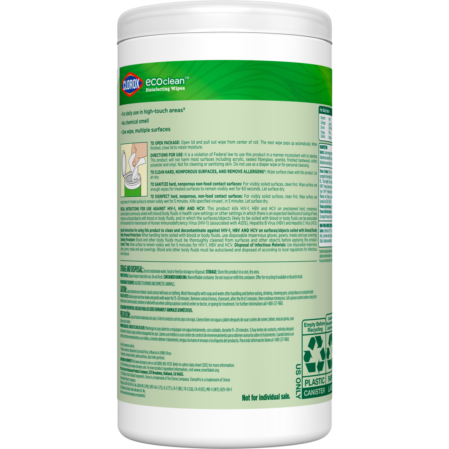 CloroxPro Clorox EcoClean Disinfecting Wipes, 75 Count, Pack of 3 (60787) - Image 4