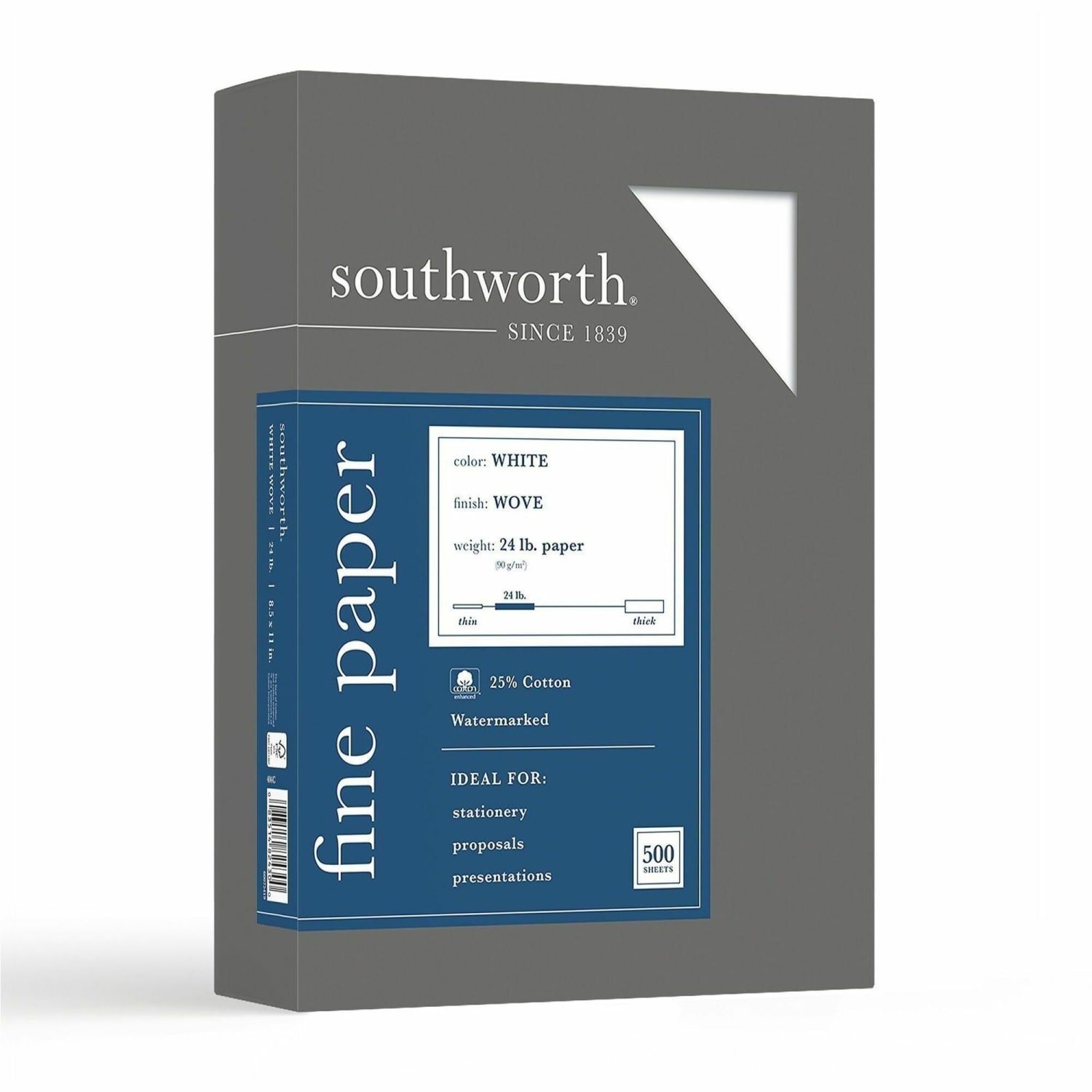 Southworth 25% Cotton Business Paper, 8 1/2in x 11in, 24 Lb, White, Box Of 500 - Image 5