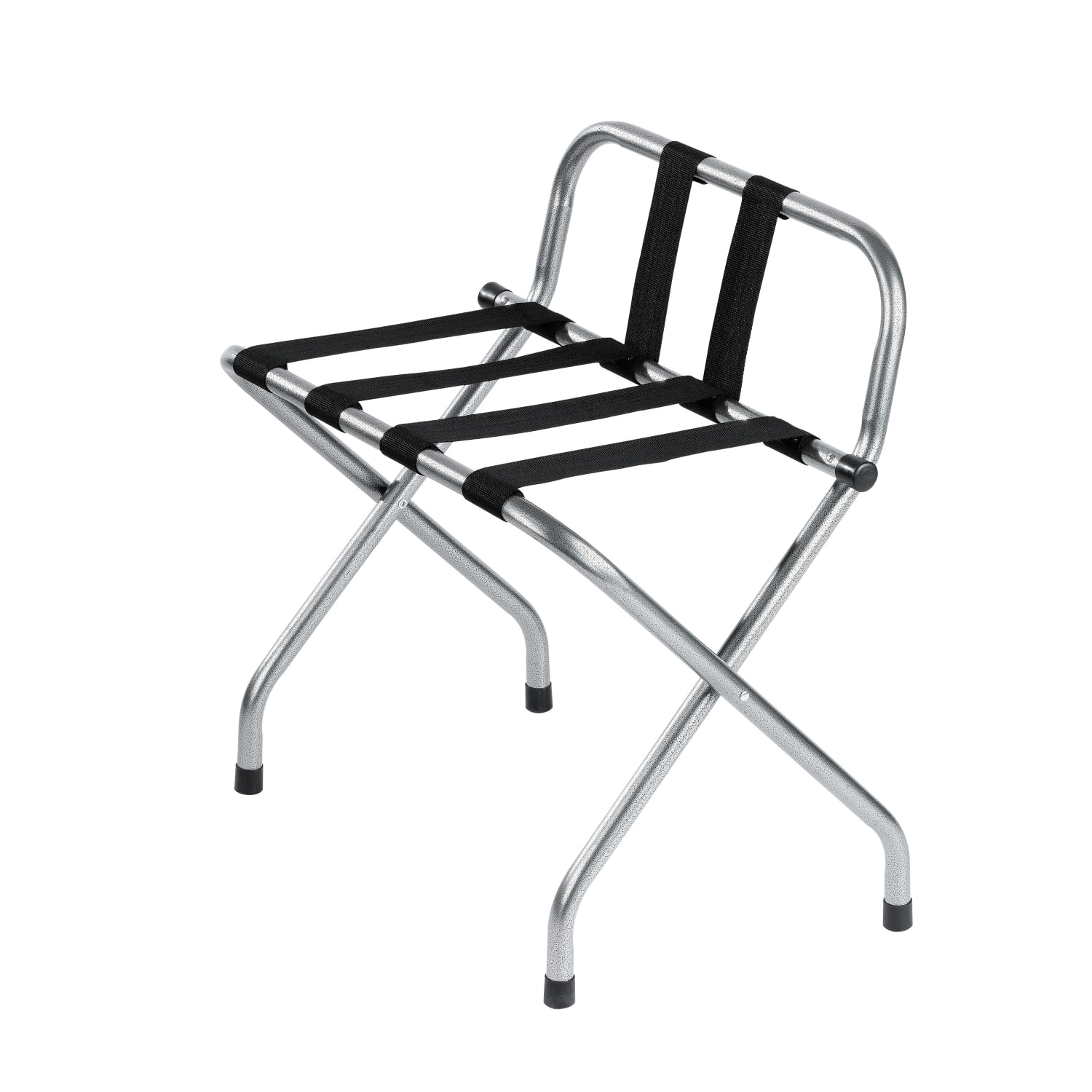 Hospitality 1 Source Metal Luggage Racks With Backrests, 26inH x 22inW x 17inD, Hammertone, Pack Of 4 Racks