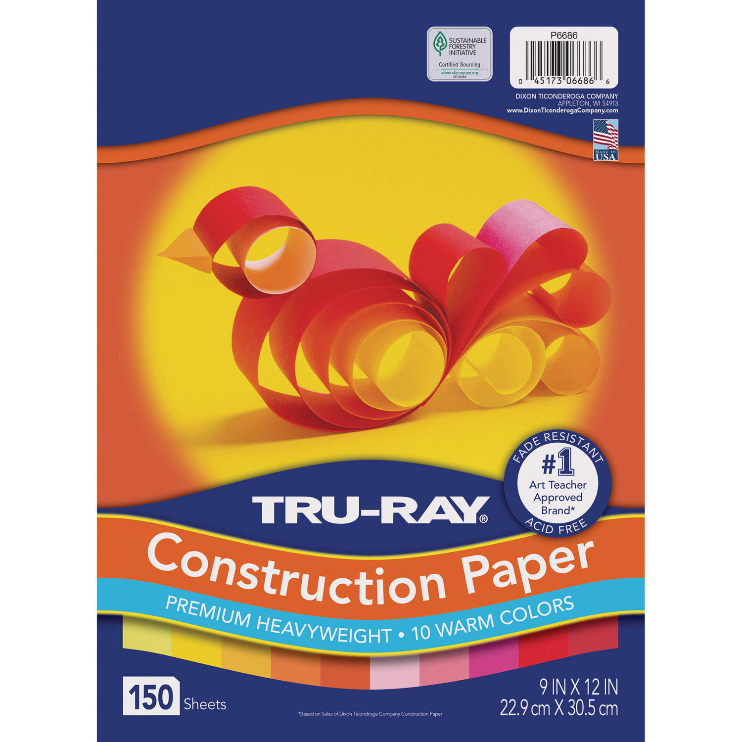 Tru-Ray Construction Paper, Heavyweight, 9in x 12in, Warm Assorted, 150 Sheets Per Pack, Set Of 5 Packs - Image 4