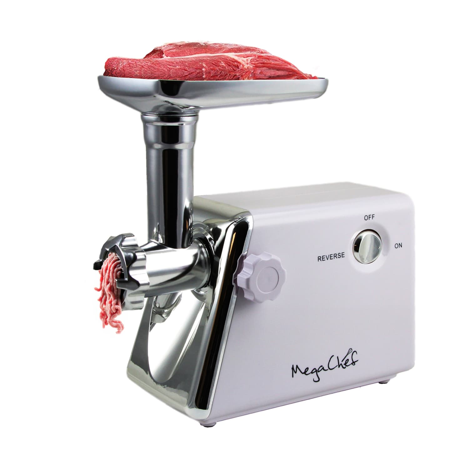 MegaChef 1200 W Ultra Powerful Automatic Meat Grinder, White