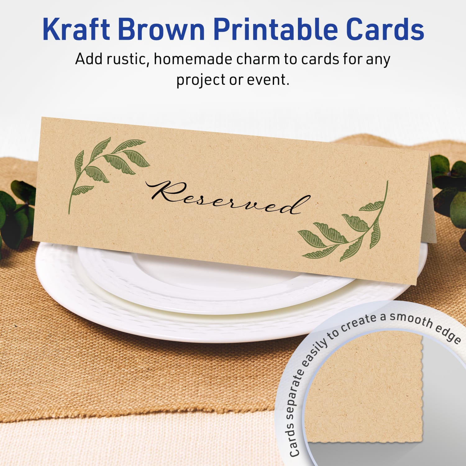 Avery Printable Tent Cards, 3-1/2in x 11in Rectangle, Kraft Brown, Pack Of 50 - Image 3
