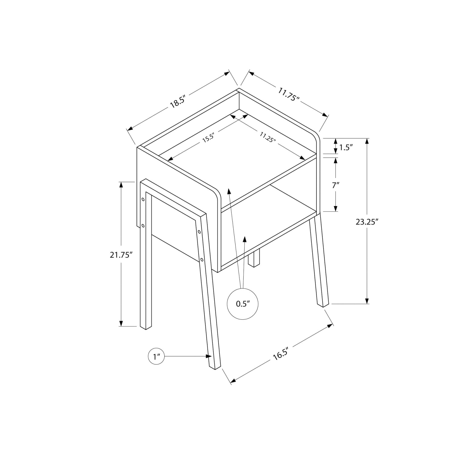 Monarch Specialties Dave Accent Table, 23-1/4inH x 18-1/2inW x 11-3/4inD, White - Image 6