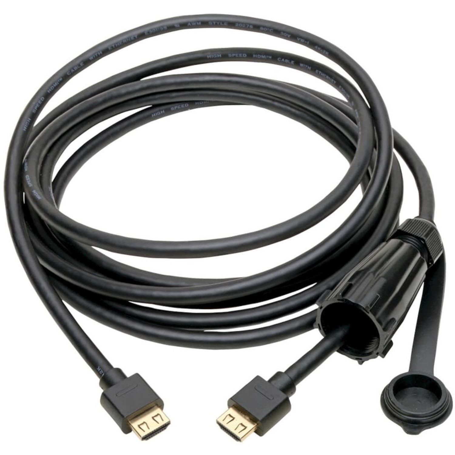 Eaton Tripp Lite Series High-Speed HDMI Cable (M/M) - 4K 60 Hz, HDR, Industrial, IP68, Hooded Connector, Black, 12 ft. - 12 ft HDMI A/V Cable - Image 3