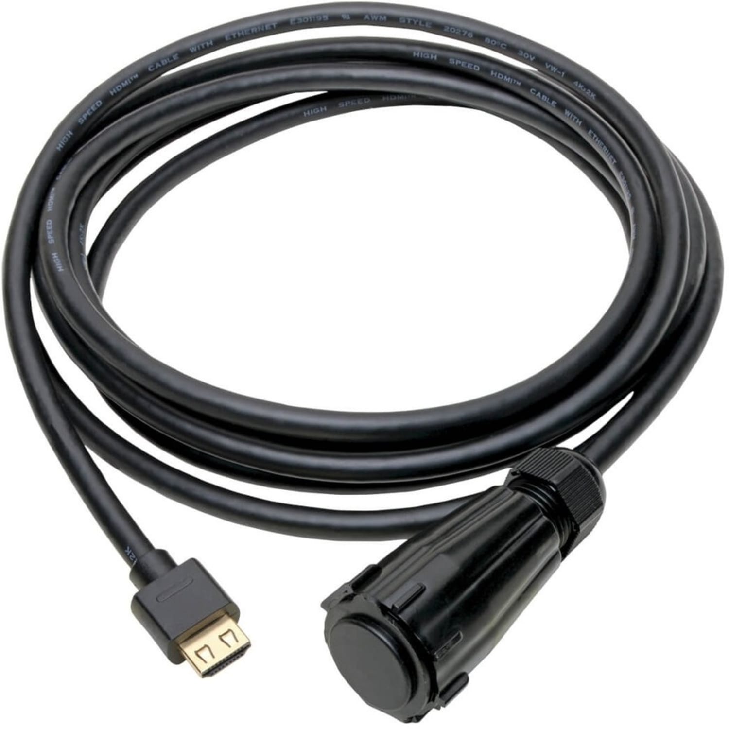 Eaton Tripp Lite Series High-Speed HDMI Cable (M/M) - 4K 60 Hz, HDR, Industrial, IP68, Hooded Connector, Black, 12 ft. - 12 ft HDMI A/V Cable - Image 5