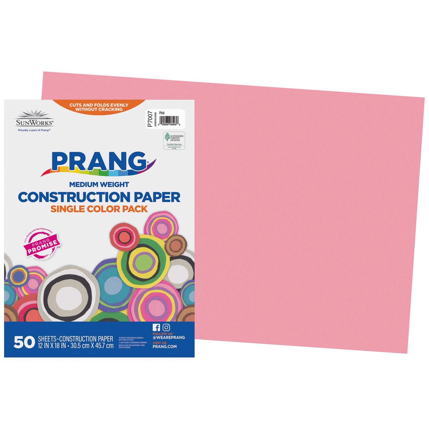Prang Construction Paper, Medium Weight, 12in x 18in, Pink, 50 Sheets Per Pack, Set Of 5 Packs - Image 3