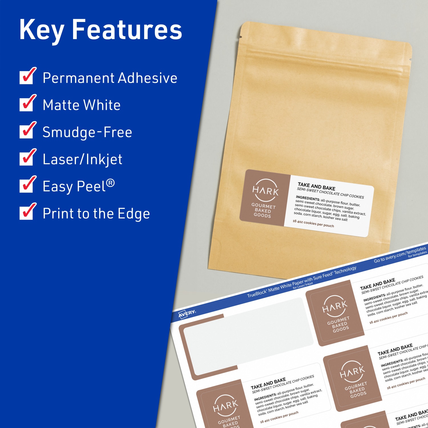 Avery Print-To-The-Edge TrueBlock Labels With Sure Feed, 94205-TWMP10, Rectangle, 1-1/2in x 3-3/4in, Matte White, Pack Of 100 - Image 3
