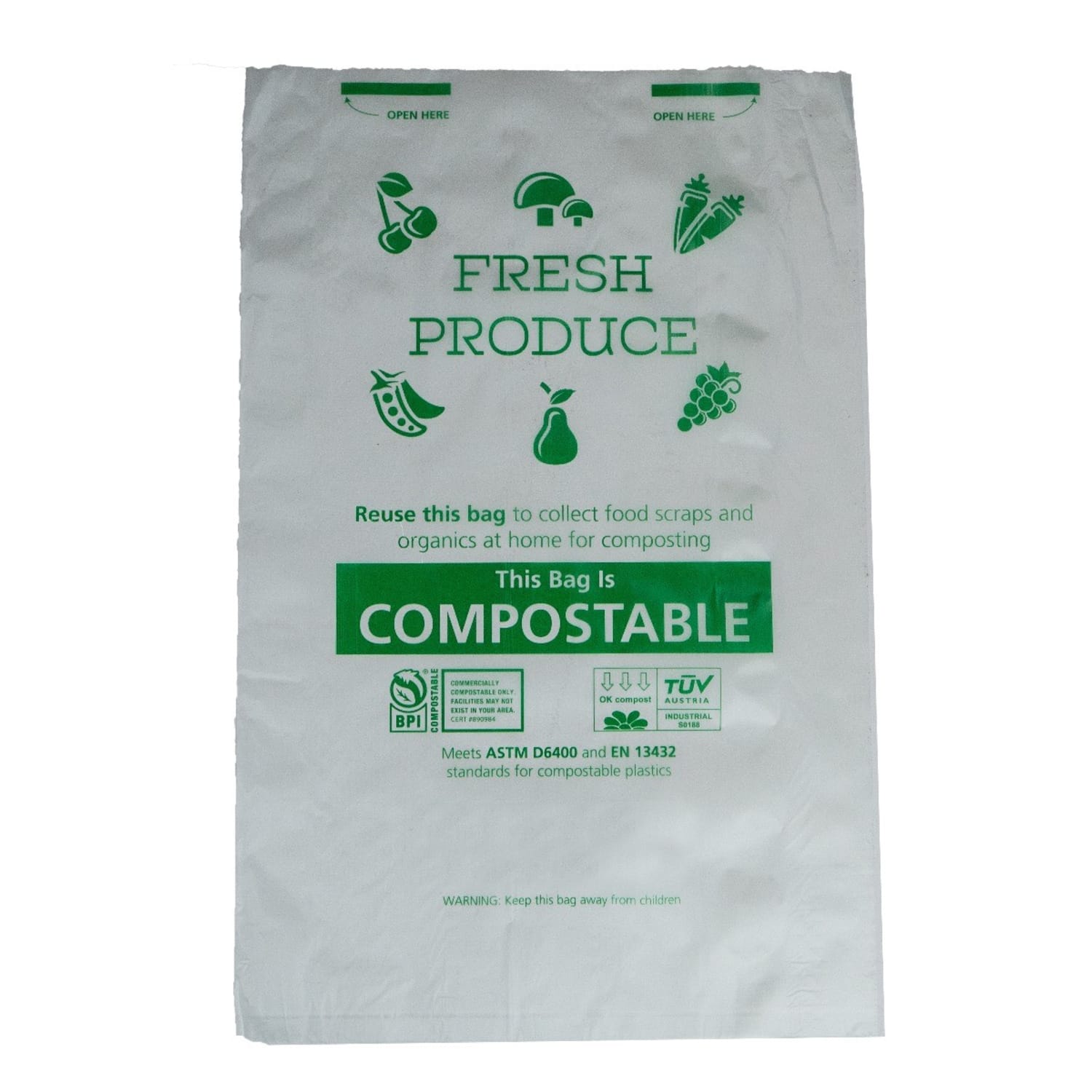 StalkMarket Produce Bags, 15in x 17in, Transparent, 300 Bags Per Roll, Case Of 4 Rolls