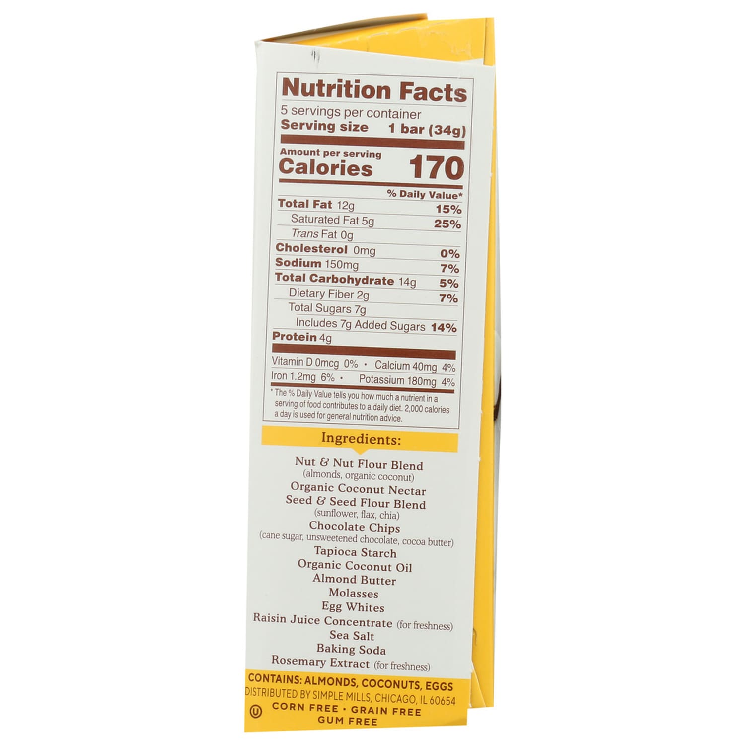 Simple Mills Soft Baked Bars, Dark Chocolate Almond, 1.19 Oz, Total Qty 6 - Image 4