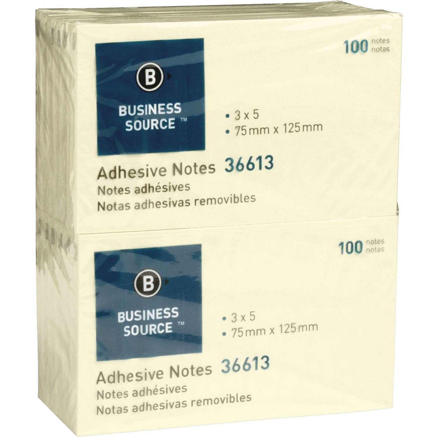 Business Source Yellow Repositionable Adhesive Notes - 3in Flag/Notex 5in Flag/Note - Rectangle - Yellow - 36613