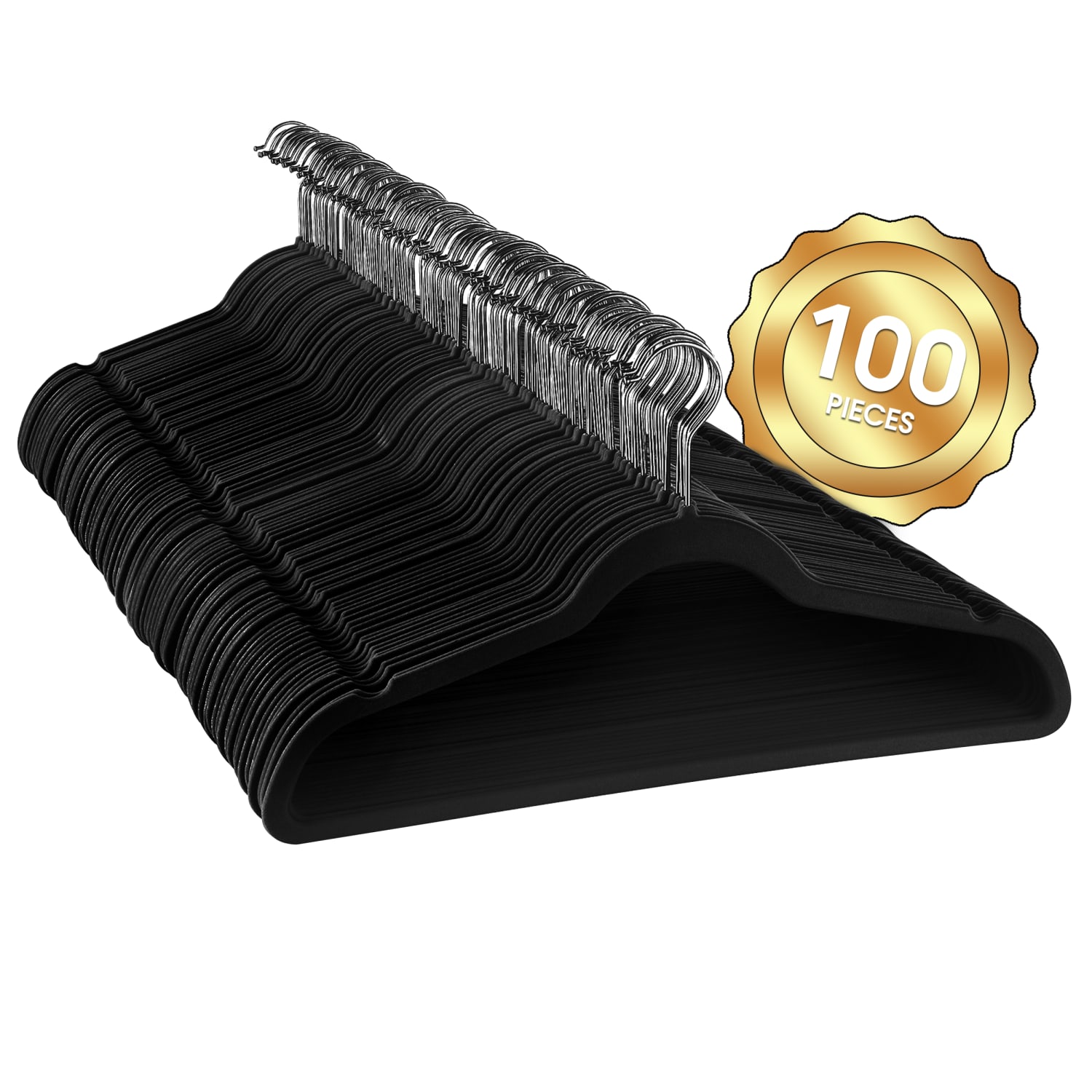 Elama Velvet Slim-Profile Heavy-Duty Hangers, Black, Pack Of 100 - Image 3