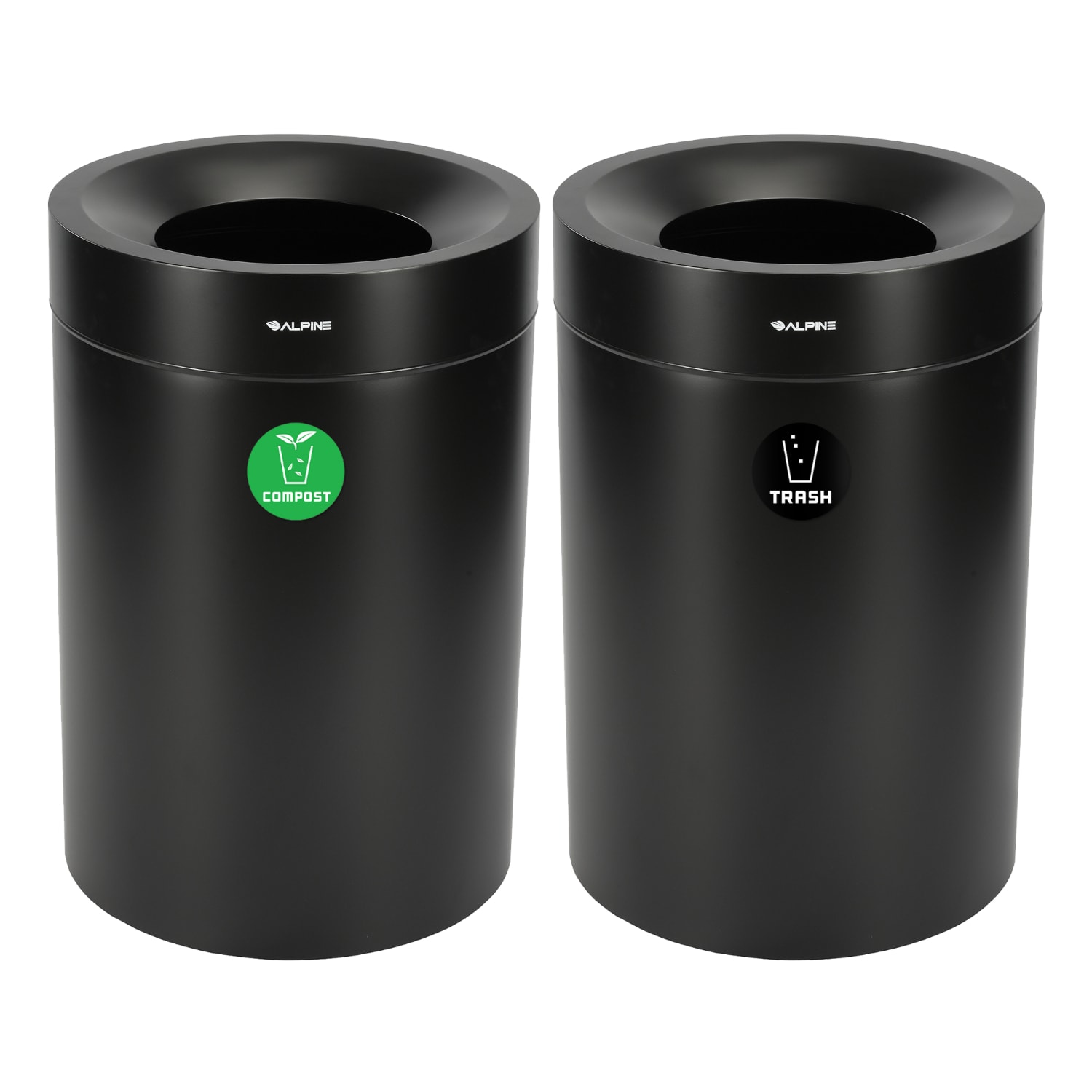 Alpine Industries Stainless Steel Compost And Trash Cans, 50 Gallon, Black, Set Of 2 Cans - Image 6