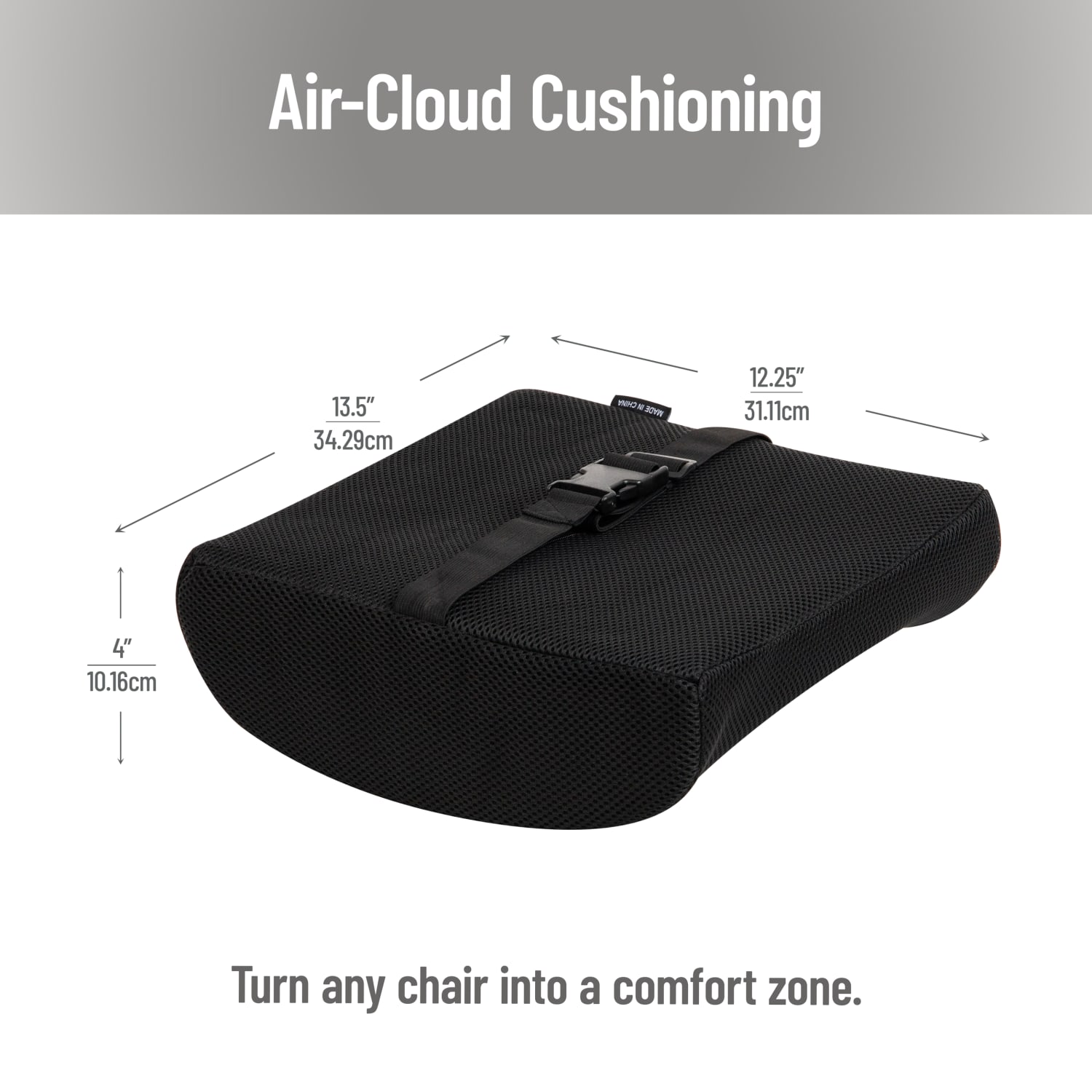 Mind Reader Ergonomic Lower Back Cushion Memory Foam Support, 12-1/4inH x 4inW x 13-1/2inD, Black - Image 4