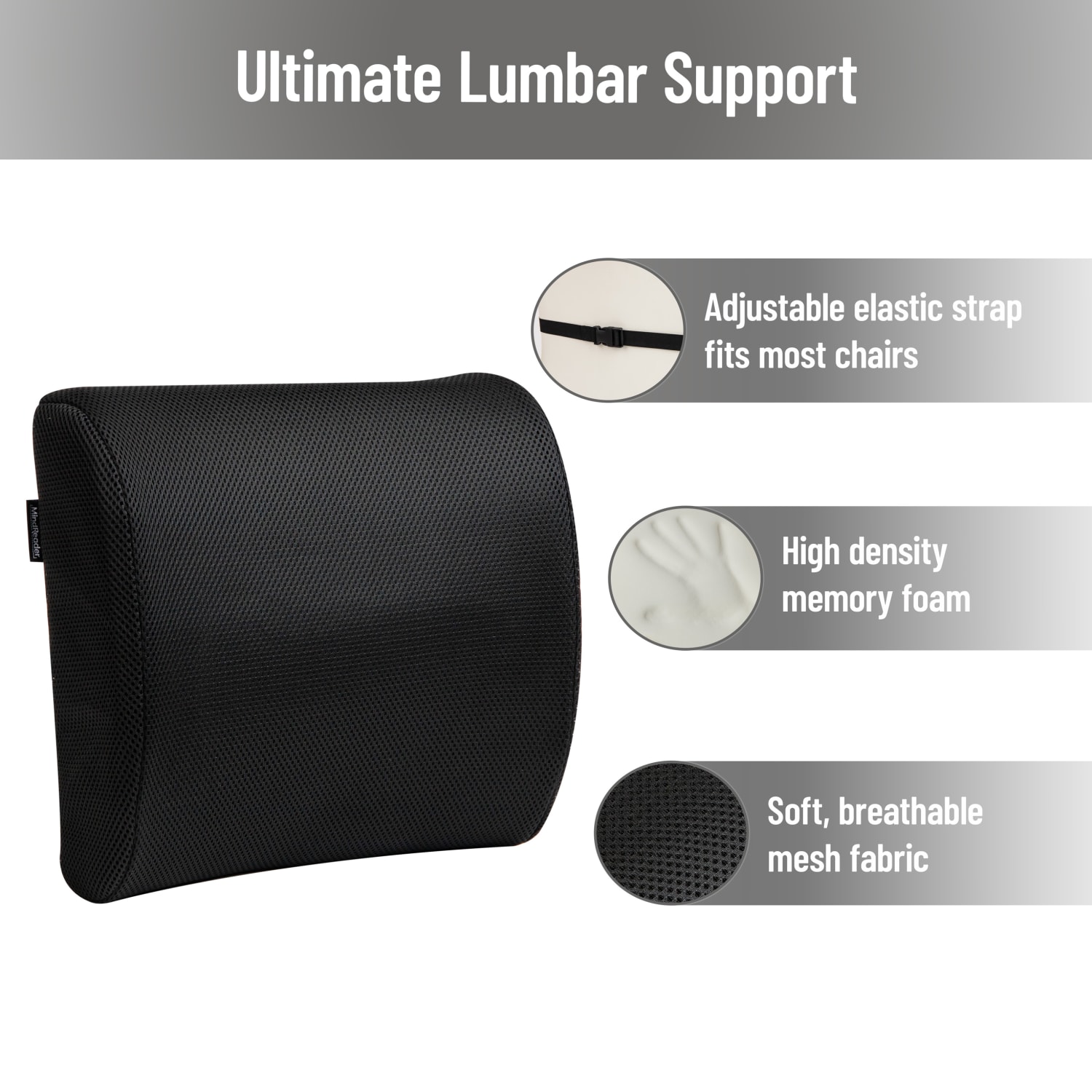Mind Reader Ergonomic Lower Back Cushion Memory Foam Support 1214inH x 4inW x 1312inD Black PopularChairscom Mind Reader Ergonomic Lower Back Cushion Memory Foam Support 12 14inH x 4inW x 13 12inD Black PopularChairscom