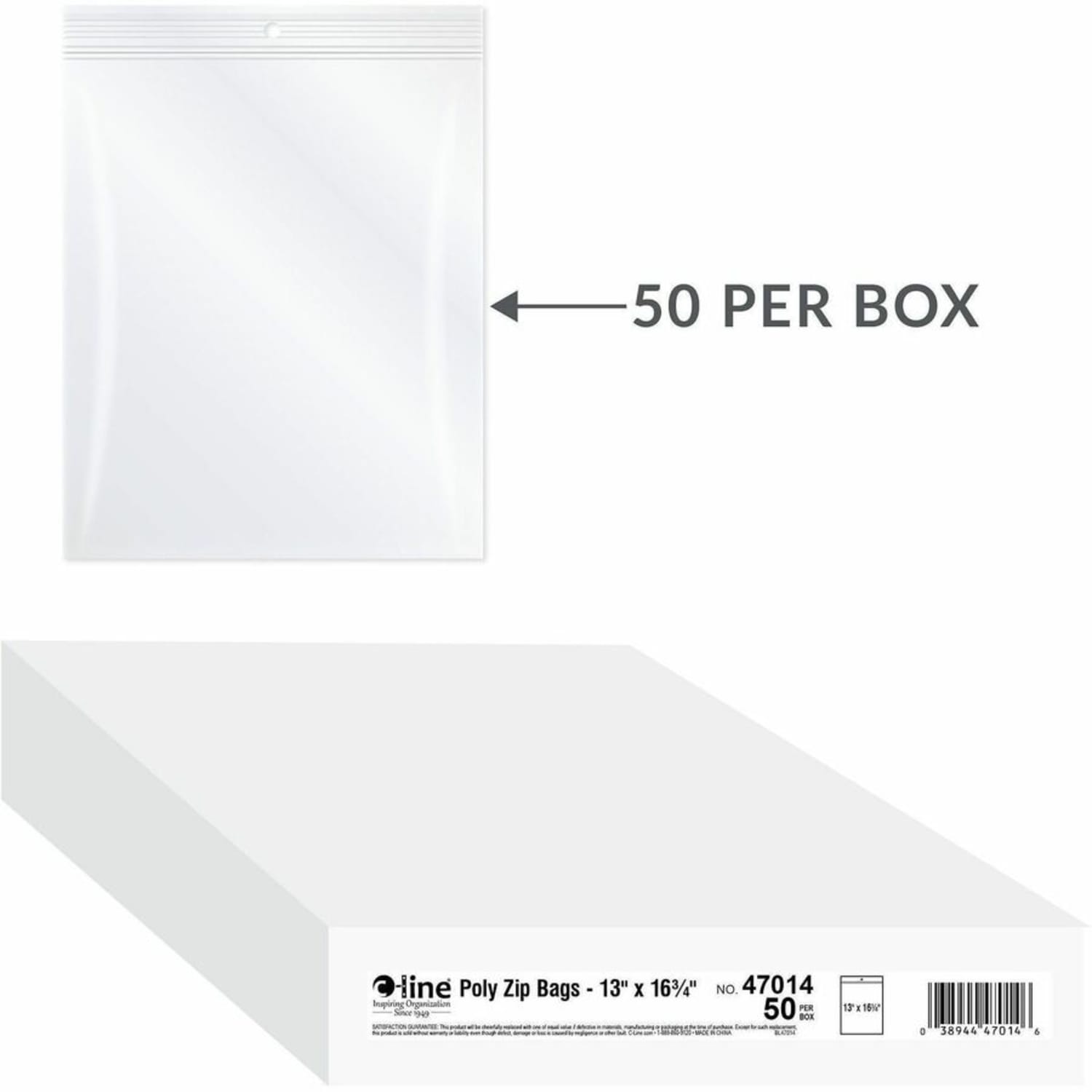 C-Line Heavyweight Industrial Poly Zip Bags - Oversized For Green Bar Computer Paper, 13 x 16-3/4 x 2, 50/BX, 47014 - Image 5