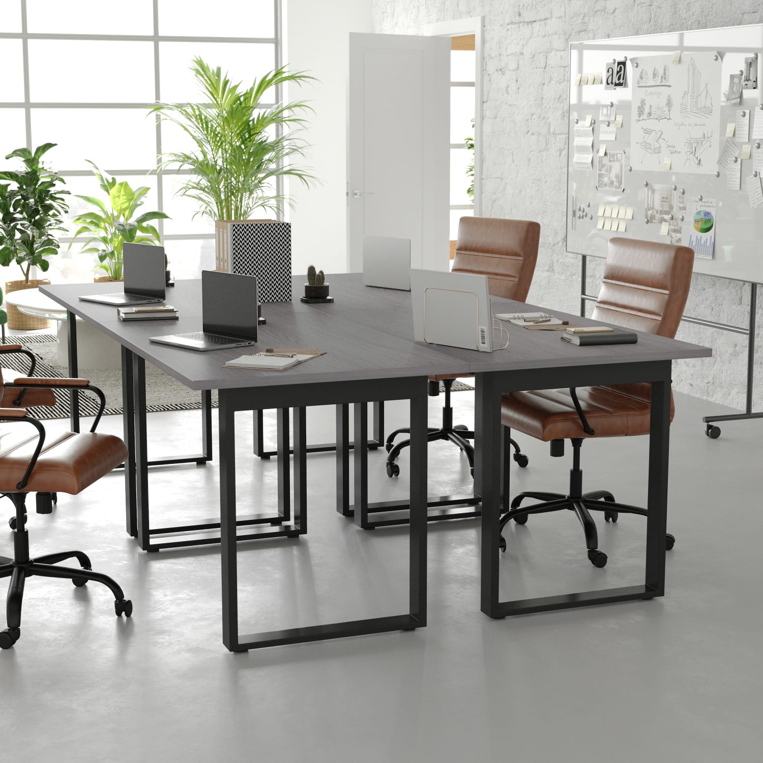 Flash Furniture Redmond Commercial 48x30 Conference Table with 1in Thick Double Sided Laminate Table Top with PVC Edging and Heavy Duty U-Frame Steel Base, Gray Oak - Image 5