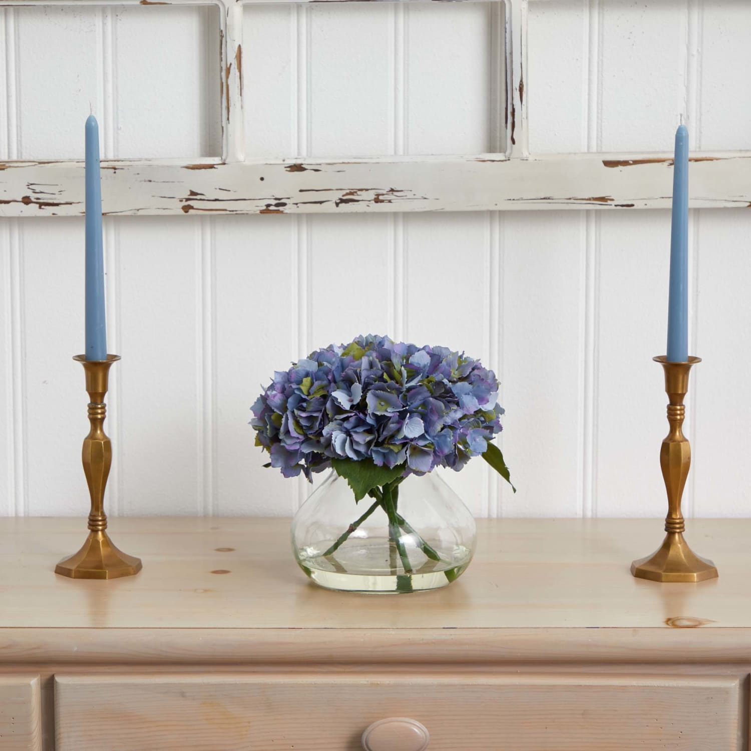 Nearly Natural Blooming Hydrangea 9inH Large Plastic Floral Arrangement With Vase, 9inH x 10inW x 8inD, Blue - Image 4