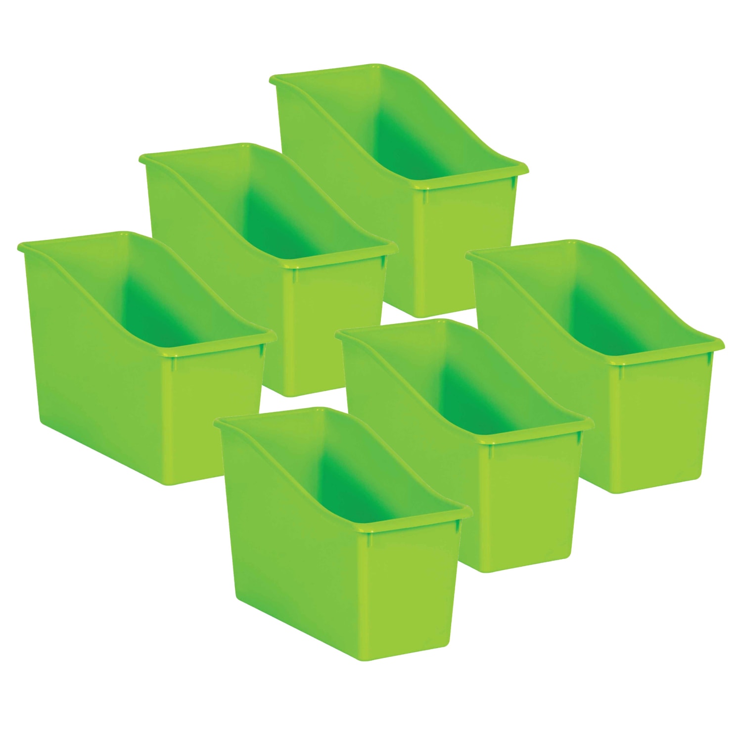 Teacher Created Resources Plastic Book Bins, 7-1/2inH x 11-3/8inW x 5-1/2inD, Lime, Pack Of 6 Bins