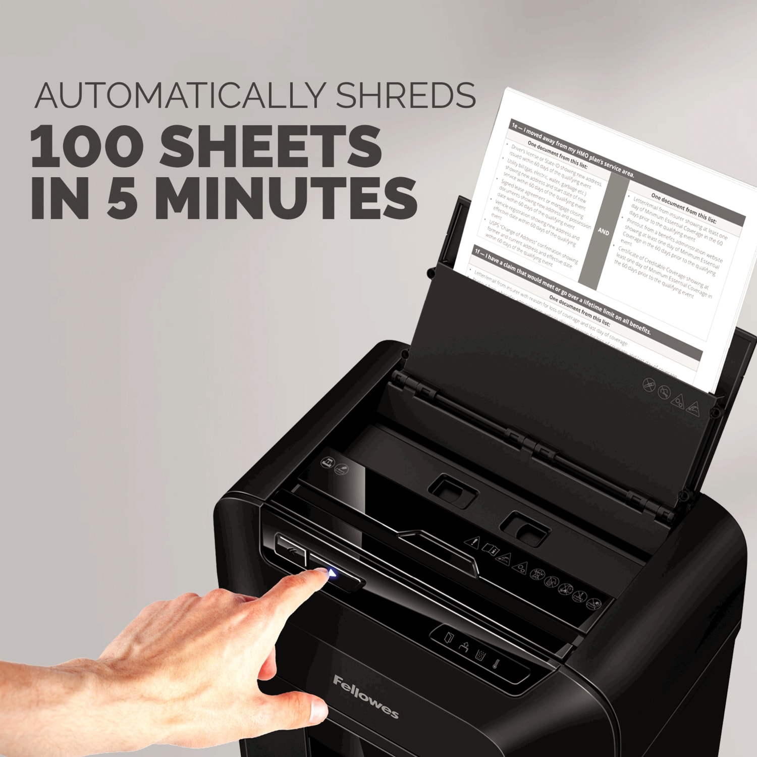 Fellowes AutoMax 100MA 100-Sheet Auto Feed Micro-Cut Shredder, Black, 4704001 - Image 6