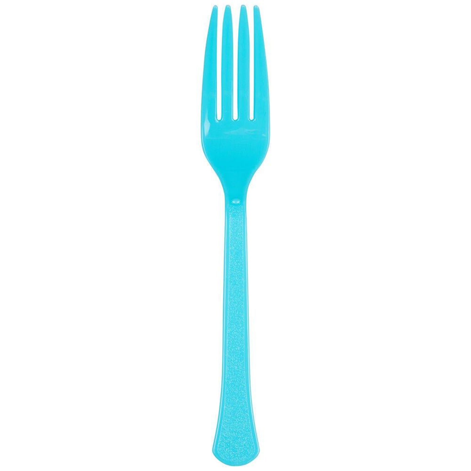 JAM PAPER Premium Utensils Party Pack, Plastic Forks, Bright Blue, 48 Disposable Forks/Pack - Image 3