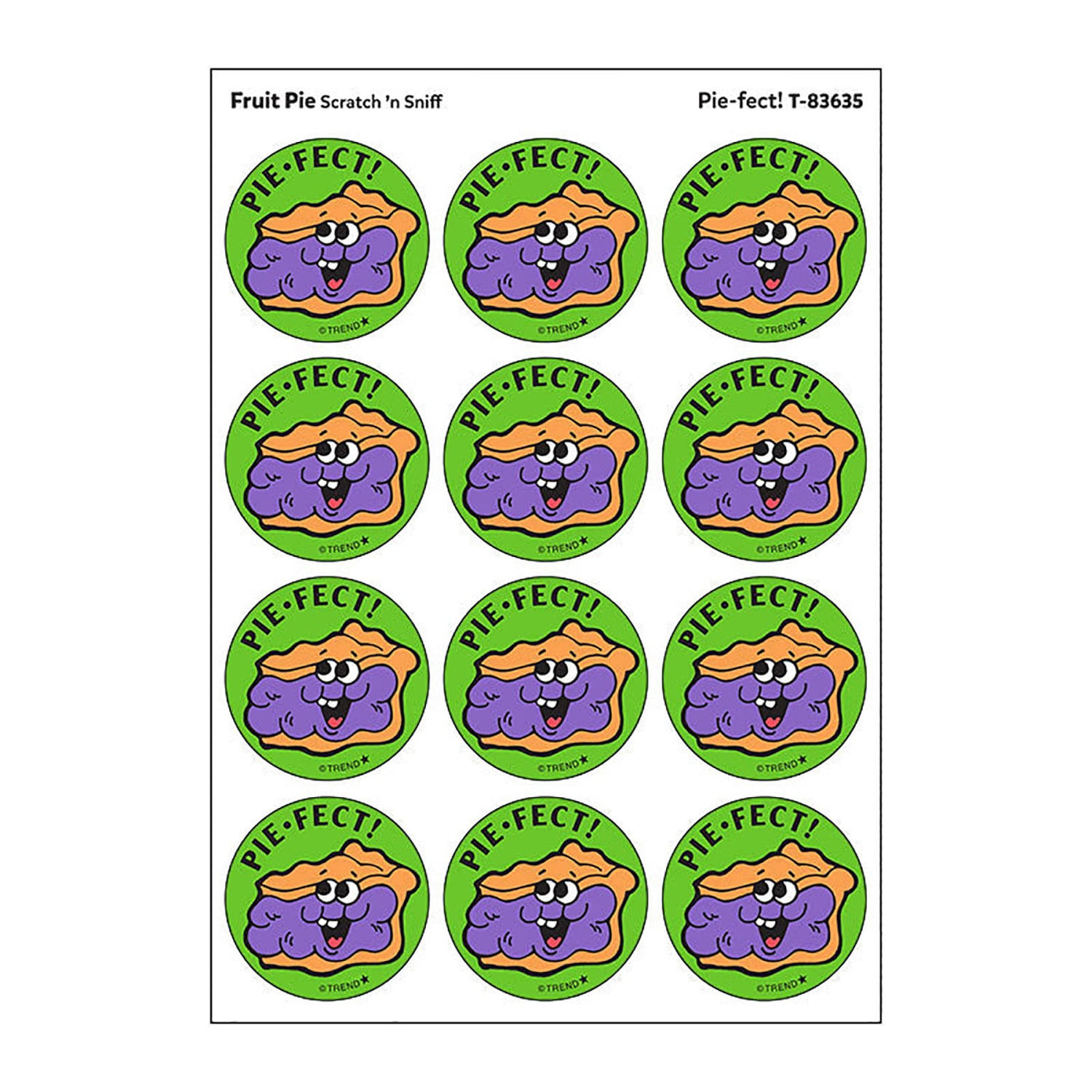 Trend Retro Scratch N Sniff Stinky Stickers, Pie-fect!/Fruit Pie Scent, 24 Stickers Per Pack, Bundle Of 6 Packs - Image 3