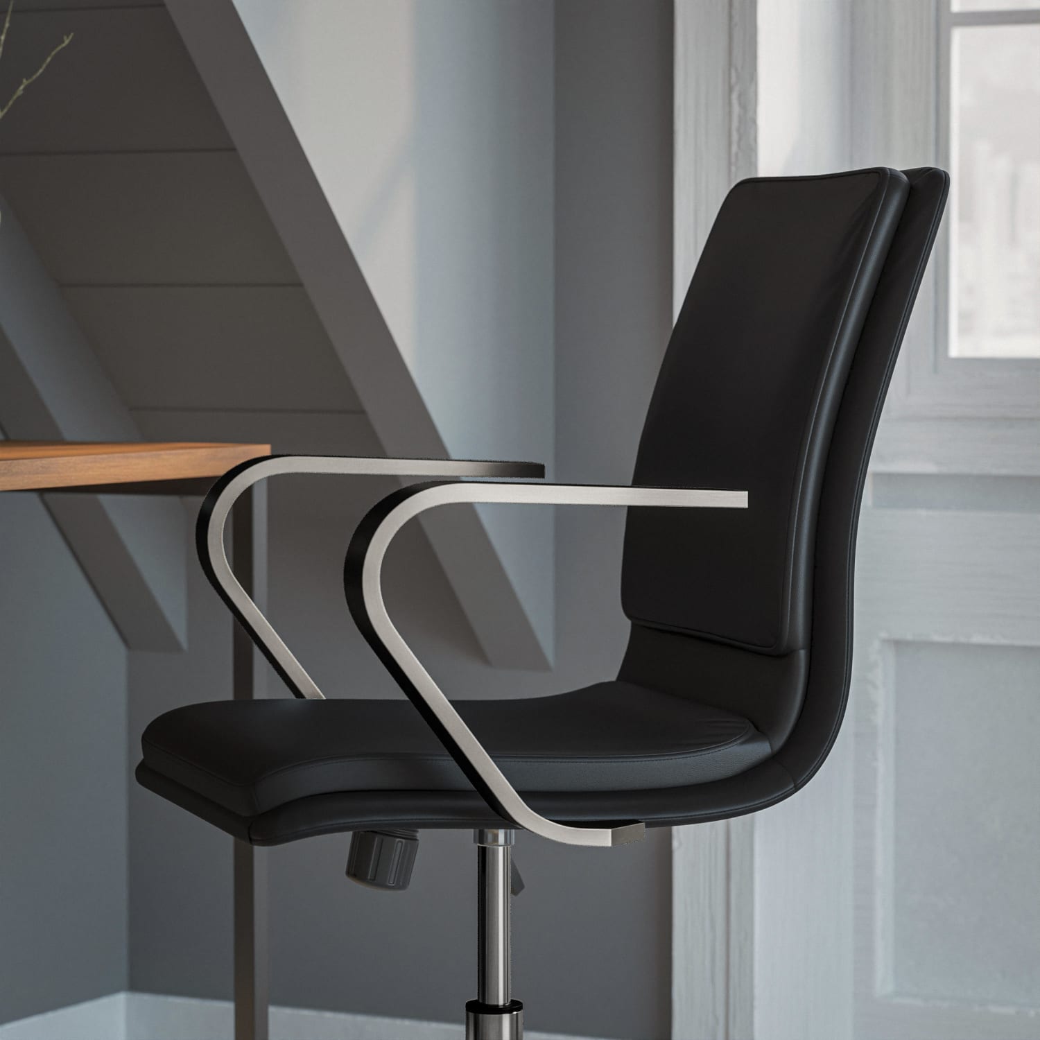 Flash Furniture James Faux Leather Mid-Back Designer Executive Upholstered Office Chair, Black/Chrome - Image 8