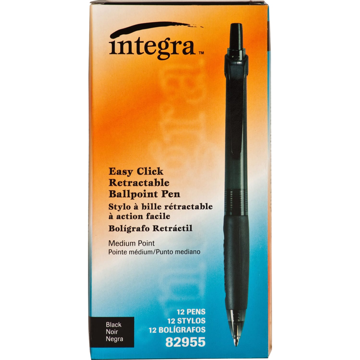 Integra Easy Click Retractable Ballpoint Pen - Medium Pen Point - Retractable - Black - Black Barrel - 1 Dozen - Image 5
