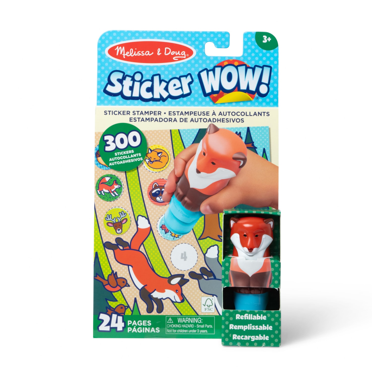 Melissa & Doug Sticker WOW! Activity Pad & Sticker Stamper, Fox, 300 Stickers Per Set, 2 Sets - Image 3