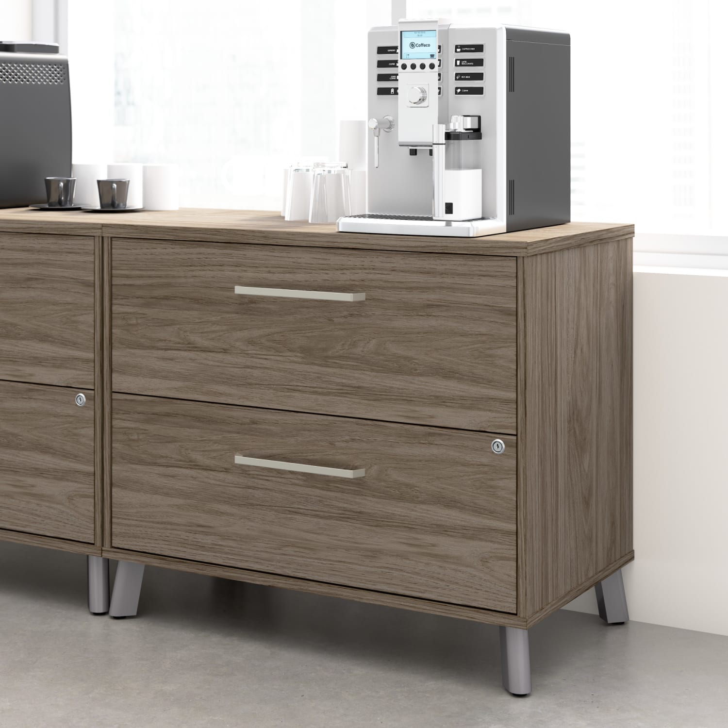 WorkPro Motiva 36inW 2-Drawer Lateral File Cabinet, Modern Hickory, Standard Delivery