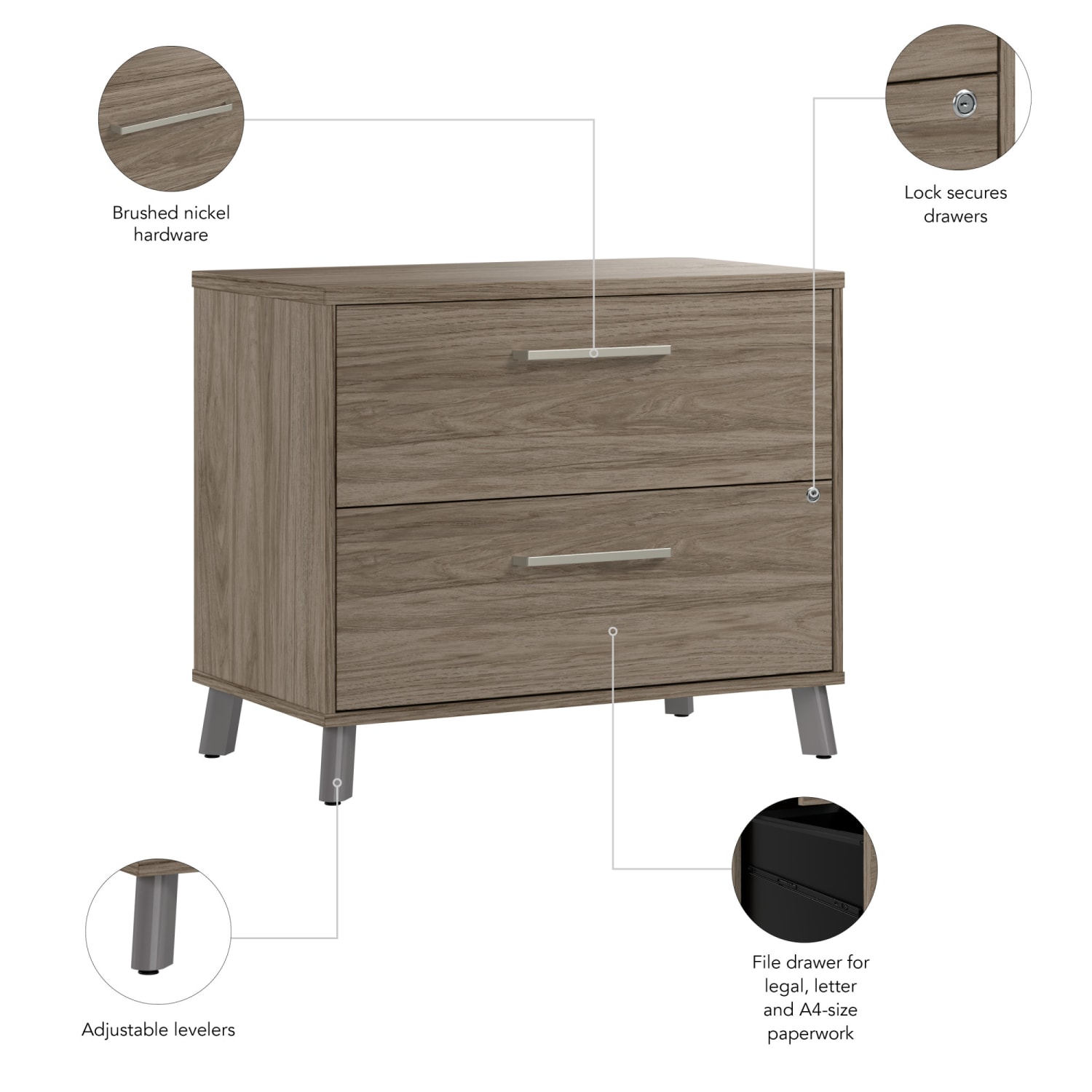WorkPro Motiva 36inW 2-Drawer Lateral File Cabinet, Modern Hickory, Standard Delivery - Image 4