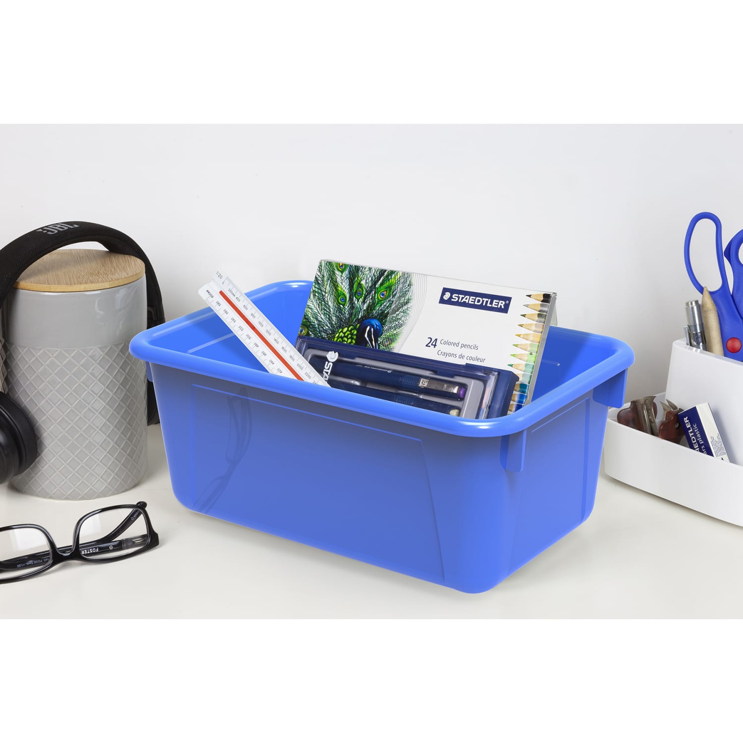 Storex Small Cubby Bins, 5-1/4inH x 8inW x 12-5/16inD, Blue, Pack Of 5 Bins - Image 6