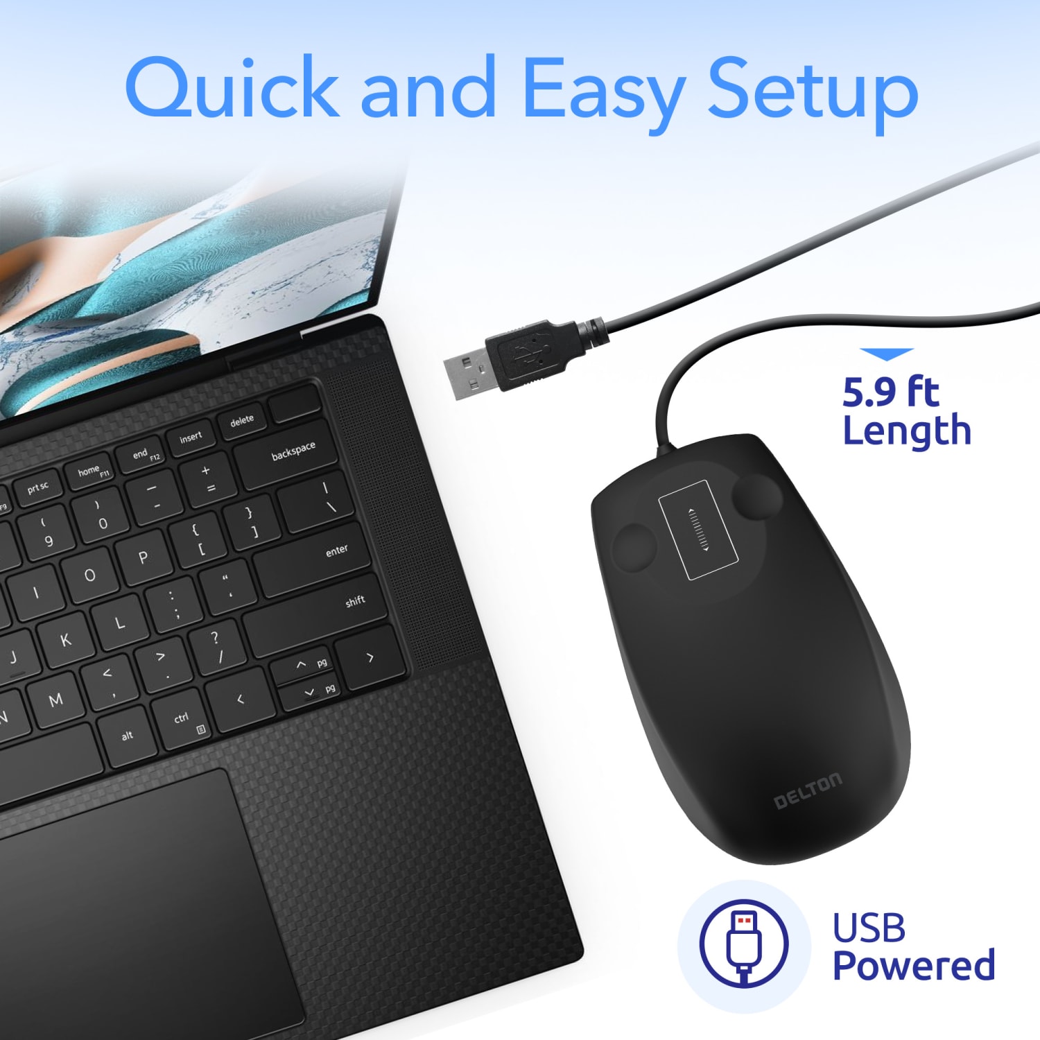 Delton M41 Medical Grade Computer Mouse, Black, Total Qty 1 - Image 5