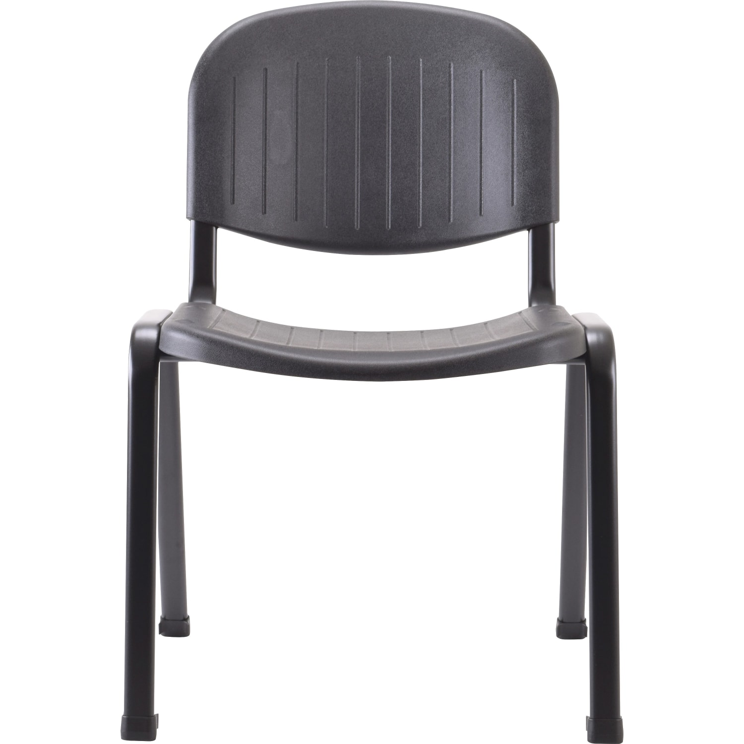Lorell Low-Back Stack Chairs - Polypropylene Seat - Polypropylene Back - Low Back - Four-legged Base - Black - 4 / Carton - Image 3