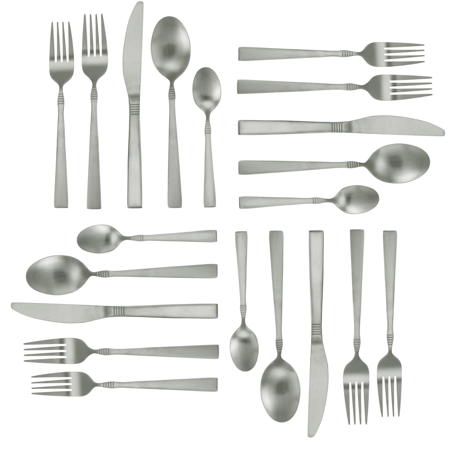 MegaChef Cravat 20-Piece Stainless-Steel Flatware Set, Matte Silver - Image 4