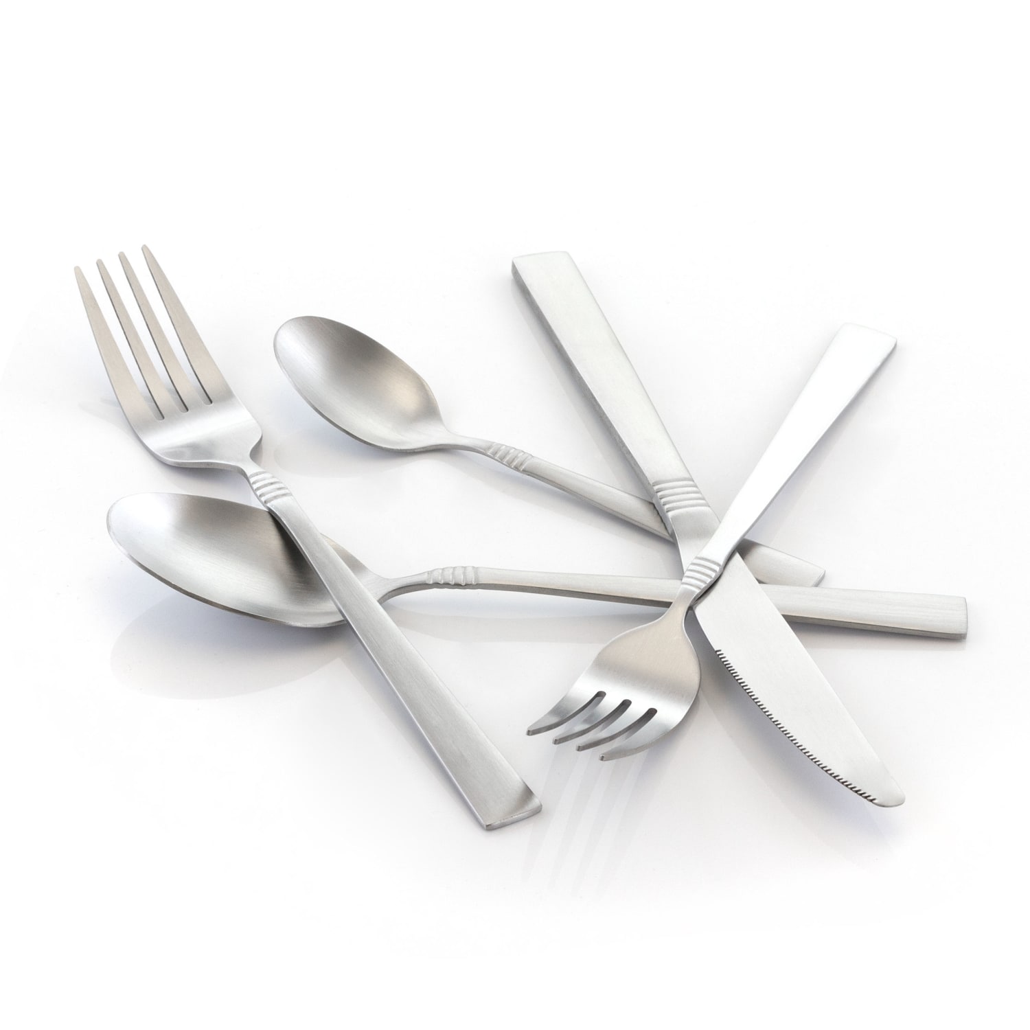 MegaChef Cravat 20-Piece Stainless-Steel Flatware Set, Matte Silver - Image 5