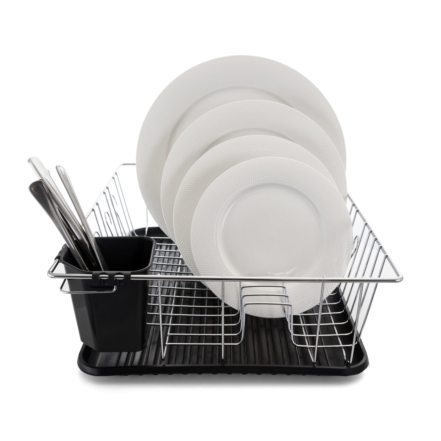 Megachef 16in Counter Top Drying Dish Rack, Black - Image 4
