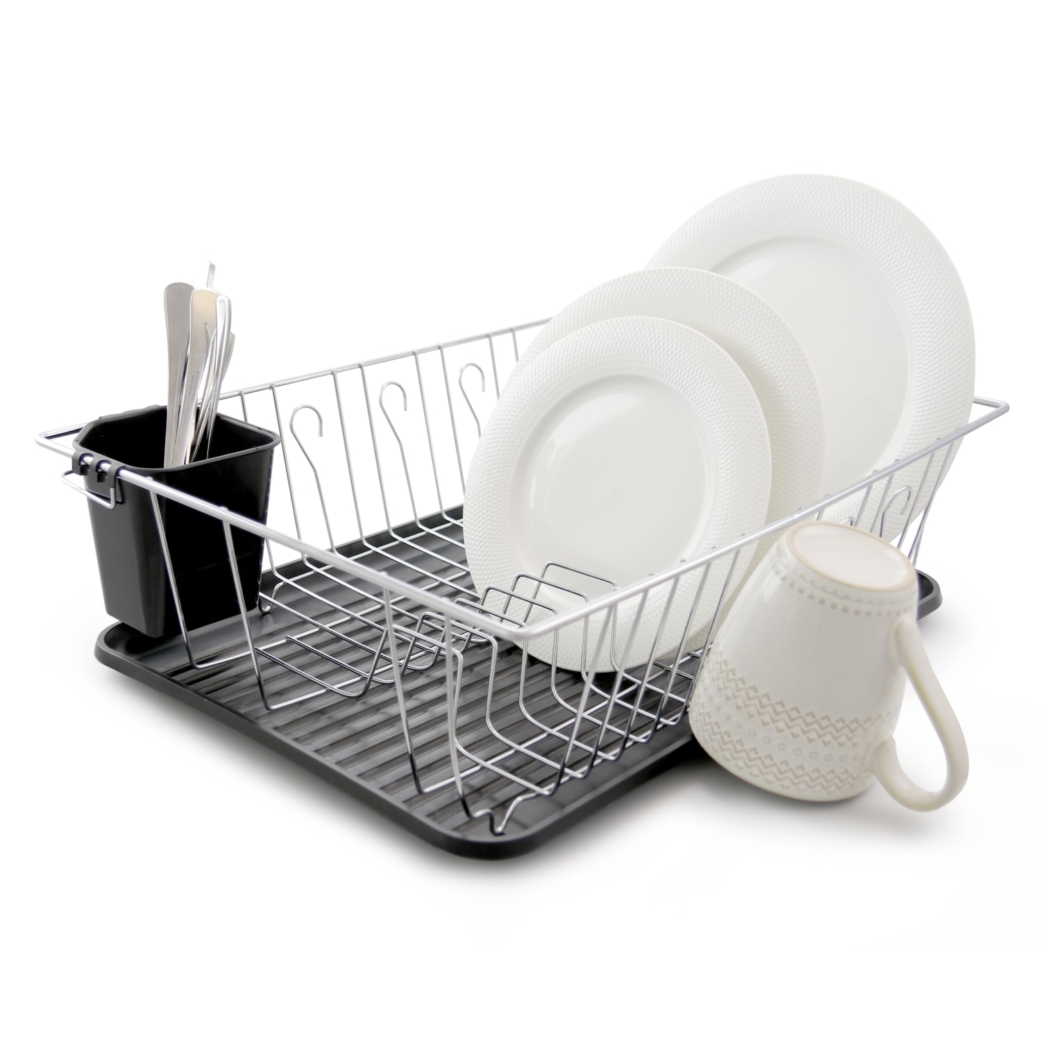 Megachef 16in Counter Top Drying Dish Rack, Black - Image 5