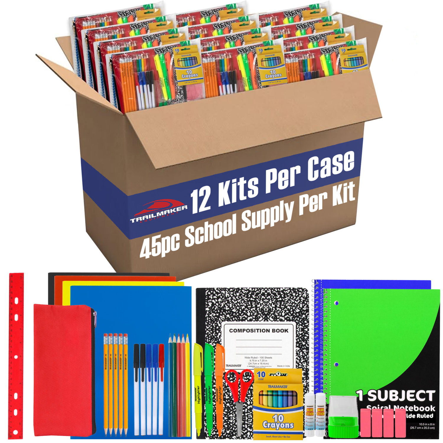 Trailmaker 45-Piece School Supply Kits, Pack Of 12 Kits - Image 3