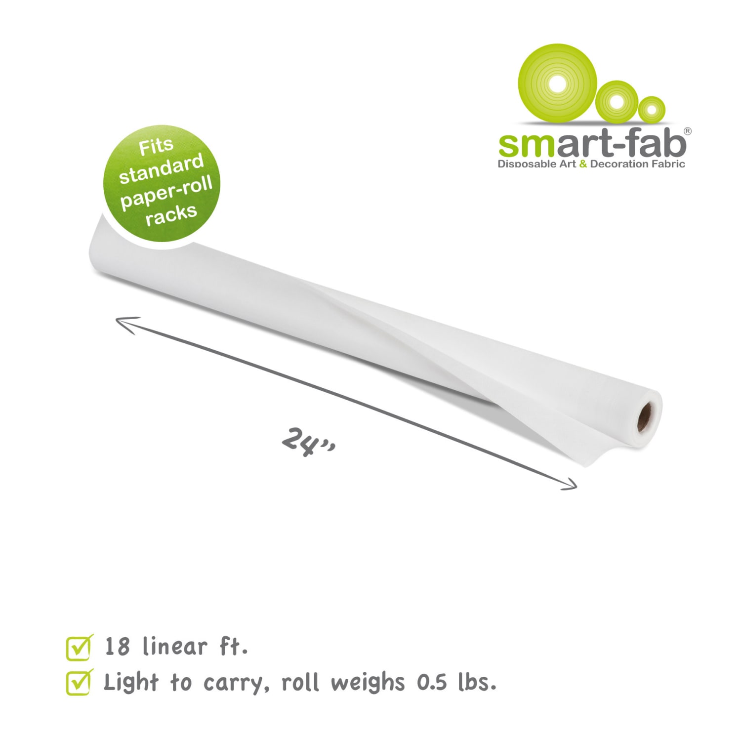 Smart-Fab Art & Decoration Fabric Rolls, 24in x 18ft, White, Pack Of 3 Rolls - Image 3