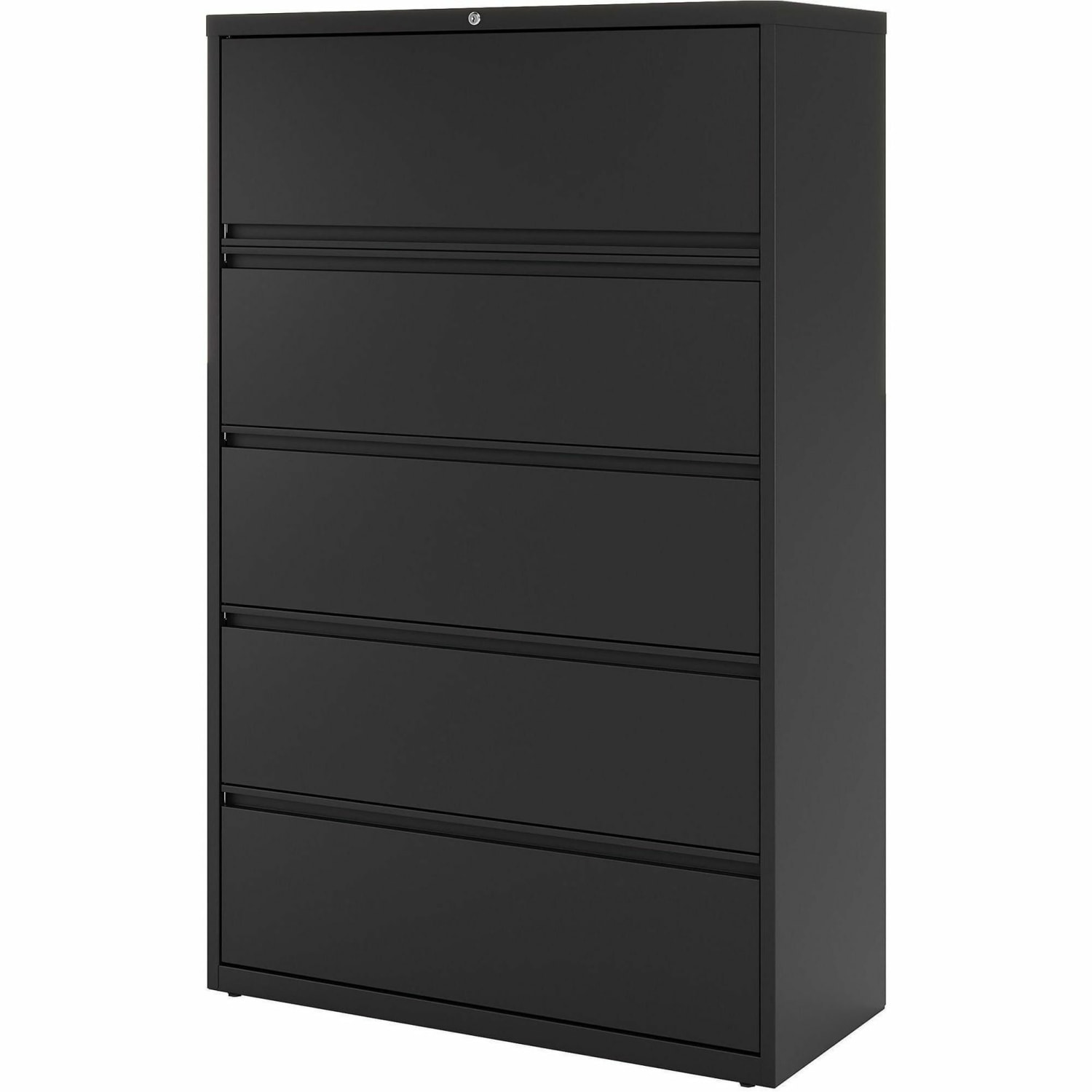 Lorell Fortress 42inW x 18-5/8inD Lateral 5-Drawer File Cabinet, Black - Image 4