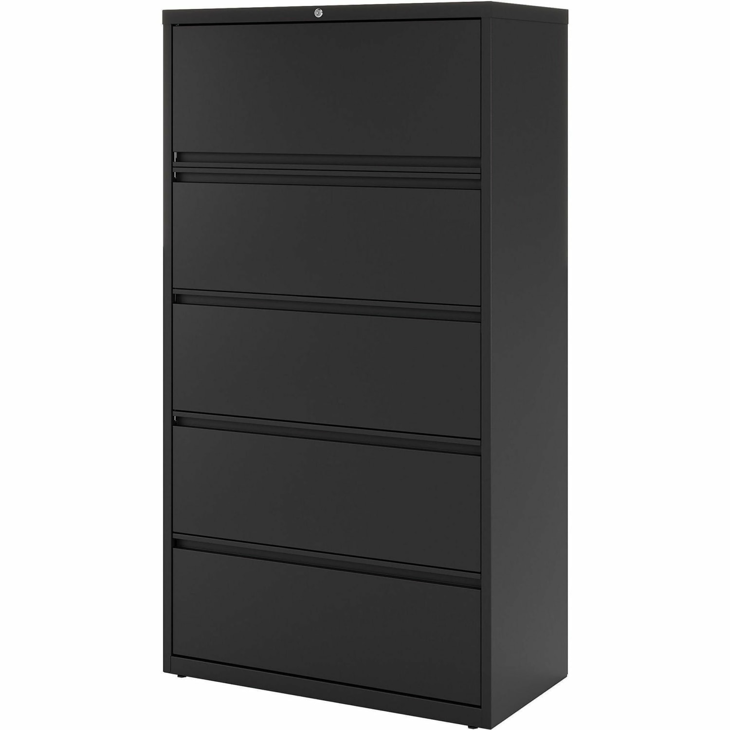 Lorell Fortress 36inW x 18-5/8inD Lateral 5-Drawer File Cabinet, Black - Image 5