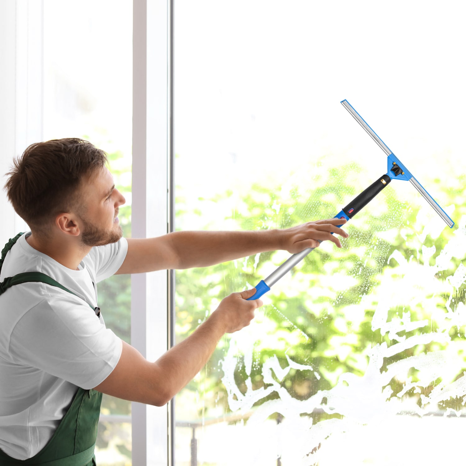 Gritt Commercial Swivel Window Squeegee And Pole Window Washing Kit, 18in Squeegee/20in Pole, Multicolor, Pack Of 3 Kits - Image 4