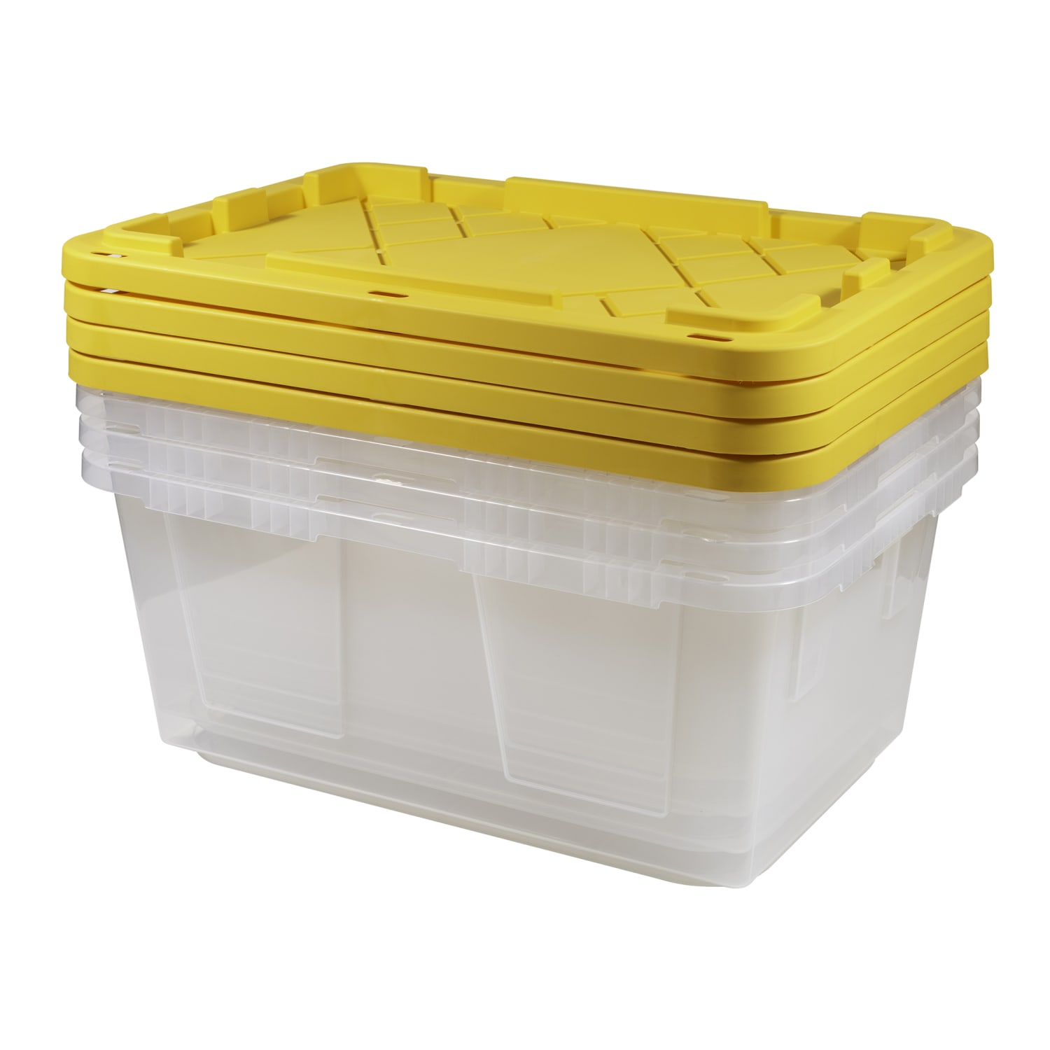 Office Depot GreenMade Professional Storage Totes, 23 Gallon, Clear/Yellow, Pack Of 4 Totes - Image 4