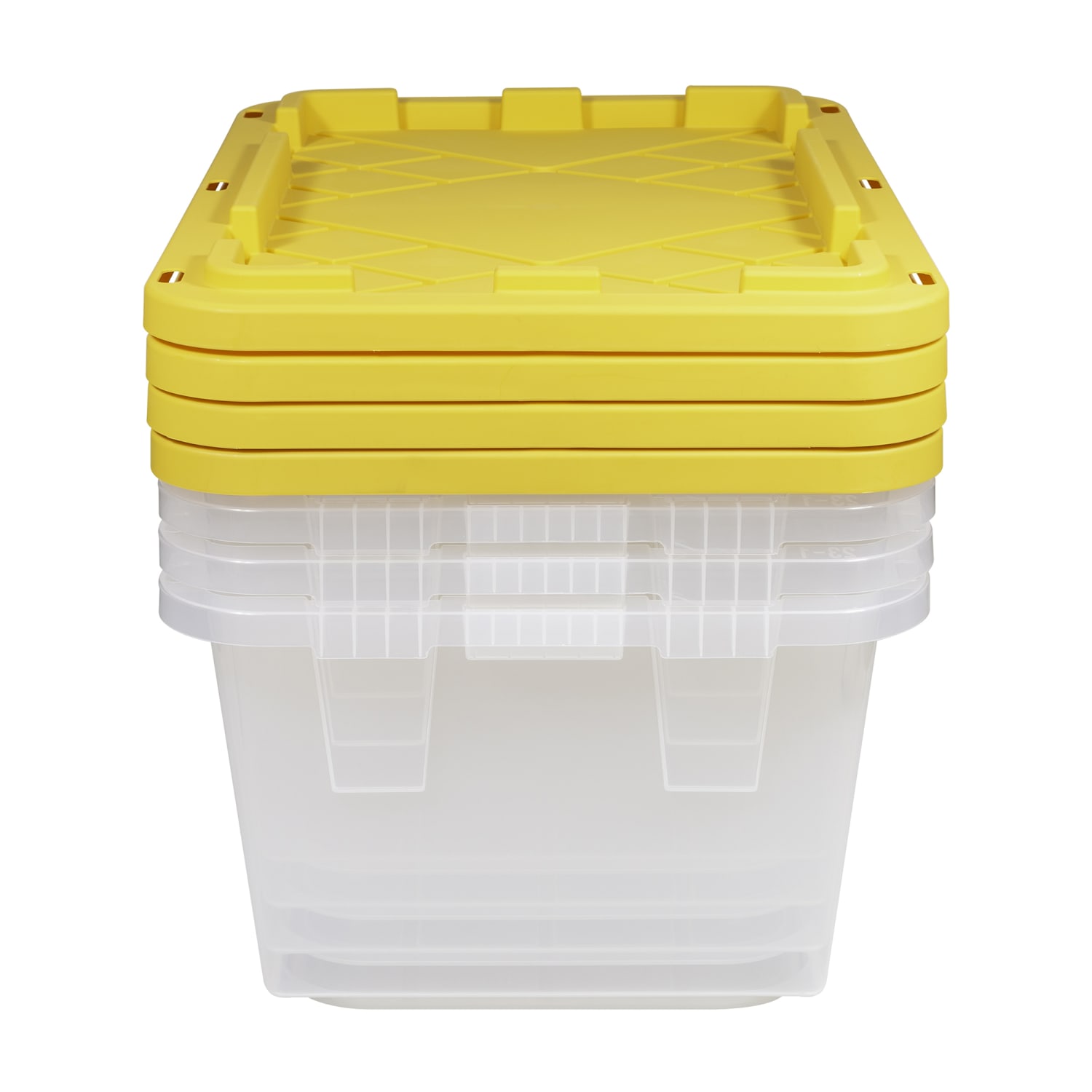 Office Depot GreenMade Professional Storage Totes, 23 Gallon, Clear/Yellow, Pack Of 4 Totes - Image 5